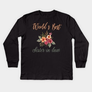 World's best sister-in-law sister in law shirts cute with flowers Kids Long Sleeve T-Shirt